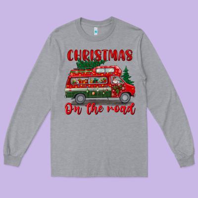Christmas On The Road Long Sleeve Tee Designed By Bundleandbundleshop