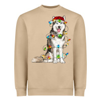 Mushroom husky with christmas lights Heavyweight Sweatshirt - RanaPortraitStore
