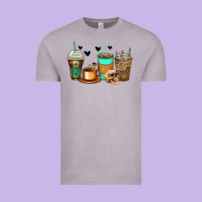 Skeleton Coffee Cups Vintage Tee Designed By Zillion Design Studio