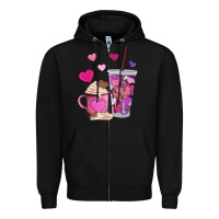 Black valentines day heart coffe Zipper Hoodie - AdoDesignShop