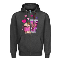Charcoal Heather valentines day heart coffe Zipper Hoodie - AdoDesignShop