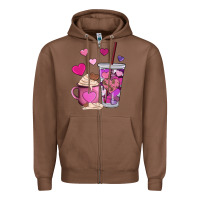 Chestnut valentines day heart coffe Zipper Hoodie - AdoDesignShop