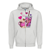 Dove Grey valentines day heart coffe Zipper Hoodie - AdoDesignShop