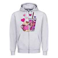 Heather Grey valentines day heart coffe Zipper Hoodie - AdoDesignShop