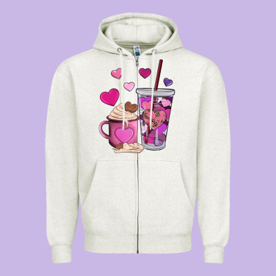 Valentines Day Heart Coffe Zipper Hoodie Designed By Adodesignshop