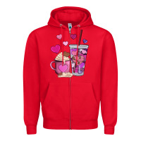 Red valentines day heart coffe Zipper Hoodie - AdoDesignShop