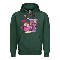 Sports Green valentines day heart coffe Zipper Hoodie - AdoDesignShop