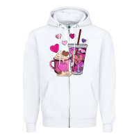 White valentines day heart coffe Zipper Hoodie - AdoDesignShop