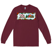 Burgundy small town christmas Long Sleeve Tee - BundleAndBundleShop