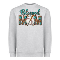 Heather Grey western blessed mom with baseball Heavyweight Sweatshirt - texasbilliewilder