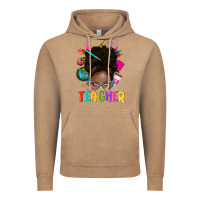 Teacher Afro Messy Bun Vintage Hoodie | Teevron