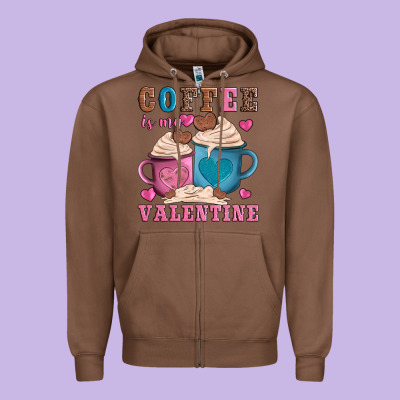 Valentines Day Coffe Is My Valentine Zipper Hoodie Designed By Adodesignshop