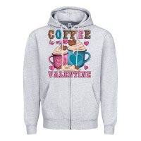 Heather Grey valentines day coffe is my valentine Zipper Hoodie - AdoDesignShop
