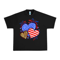 Black American flag leopard hearts Urban Heavy Tee - Neo Western