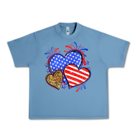 Pebble Blue American flag leopard hearts Urban Heavy Tee - Neo Western