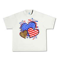 Pistachio American flag leopard hearts Urban Heavy Tee - Neo Western