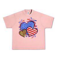 Salmon American flag leopard hearts Urban Heavy Tee - Neo Western