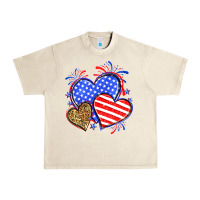Sandshell American flag leopard hearts Urban Heavy Tee - Neo Western