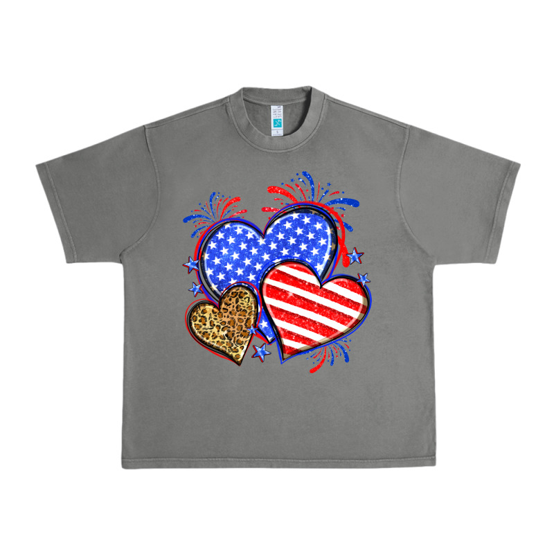 American Flag Leopard Hearts Urban Heavy Tee by Neo Western | Teevron