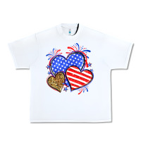 White American flag leopard hearts Urban Heavy Tee - Neo Western