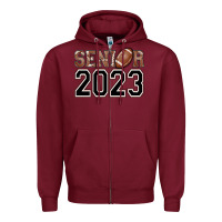Burgundy senior 2023 american football Zipper Hoodie - AdoDesignShop