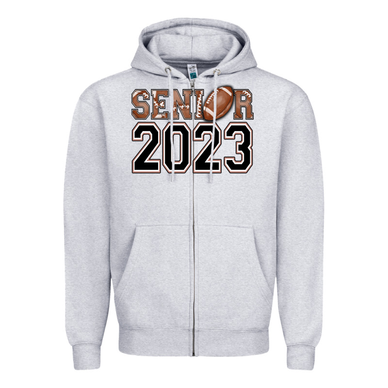 Senior 2023 American Football Zipper Hoodie by AdoDesignShop | Teevron