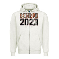 Oatmeal Heather senior 2023 american football Zipper Hoodie - AdoDesignShop