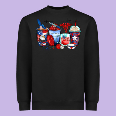 American Nurse Coffee Cups Heavyweight Sweatshirt Designed By Zillion Design Studio