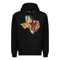 Black christmas texas map Premium Hoodie - AdoDesignShop