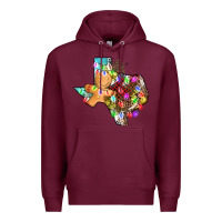 Burgundy christmas texas map Premium Hoodie - AdoDesignShop