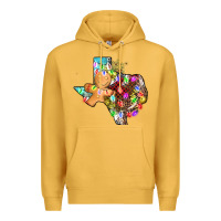 Mustard christmas texas map Premium Hoodie - AdoDesignShop
