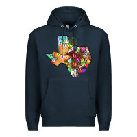 Navy christmas texas map Premium Hoodie - AdoDesignShop