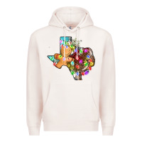 Pale Pink christmas texas map Premium Hoodie - AdoDesignShop