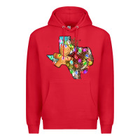 Red christmas texas map Premium Hoodie - AdoDesignShop