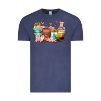 Vintage Denim pigs coffee cups Vintage Tee - Zillion Design Studio