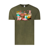 Vintage Olive pigs coffee cups Vintage Tee - Zillion Design Studio