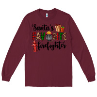 Burgundy santa's favorite firefighter Long Sleeve Tee - AdoDesignShop