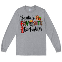 Heather Grey santa's favorite firefighter Long Sleeve Tee - AdoDesignShop