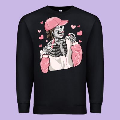 Skeleton Girl Valentine's Day Premium Sweatshirt Designed By Maliassmallbusiness