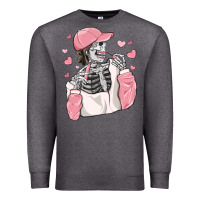 Charcoal Heather skeleton girl valentine's day Premium Sweatshirt - MaliasSmallBusiness