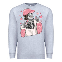 Heather Grey skeleton girl valentine's day Premium Sweatshirt - MaliasSmallBusiness
