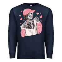 Navy skeleton girl valentine's day Premium Sweatshirt - MaliasSmallBusiness