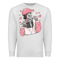 Oatmeal Heather skeleton girl valentine's day Premium Sweatshirt - MaliasSmallBusiness