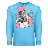 Ocean Blue skeleton girl valentine's day Premium Sweatshirt - MaliasSmallBusiness