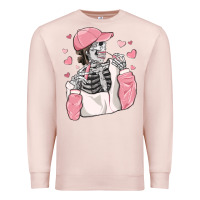 Pale Pink skeleton girl valentine's day Premium Sweatshirt - MaliasSmallBusiness