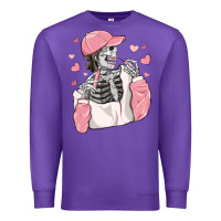 Purple skeleton girl valentine's day Premium Sweatshirt - MaliasSmallBusiness