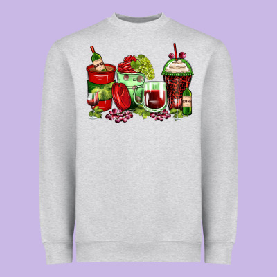 Wine Coffee Cups Heavyweight Sweatshirt Designed By Zillion Design Studio