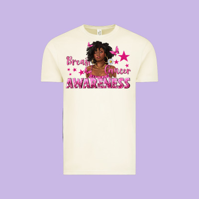 Breast Cancer Awareness With Afro Woman Vintage Tee Designed By Texasbilliewilder