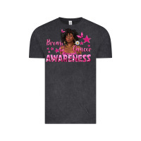 Vintage Black Breast Cancer Awareness with Afro Woman Vintage Tee - texasbilliewilder