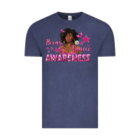 Vintage Denim Breast Cancer Awareness with Afro Woman Vintage Tee - texasbilliewilder